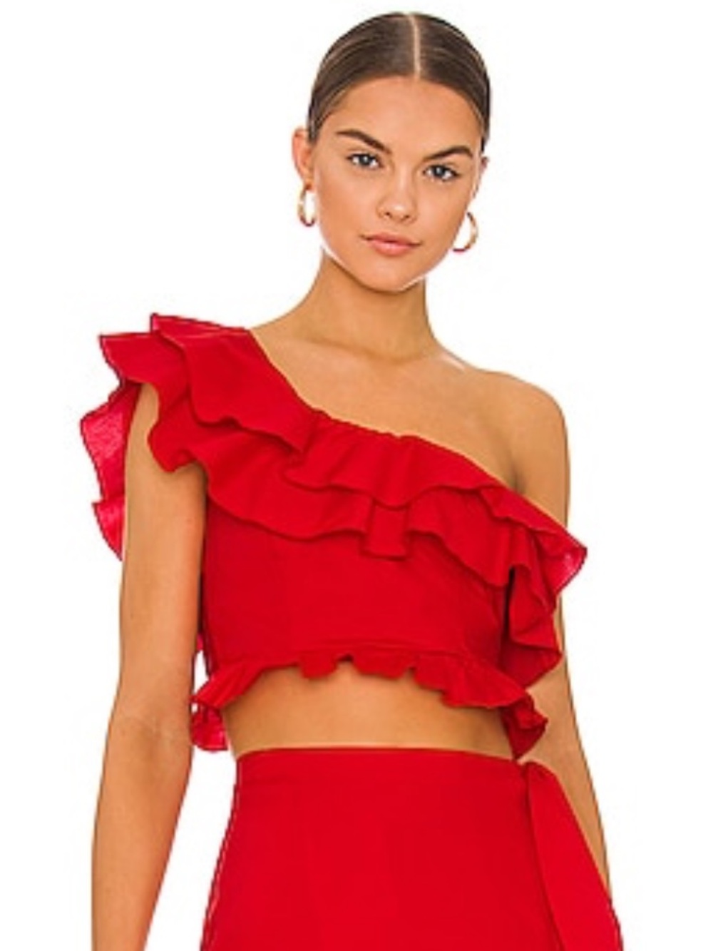 Show Me Your Mumu Leni Ruffle Poplin Top Cherry Coquette Feminine Size Small